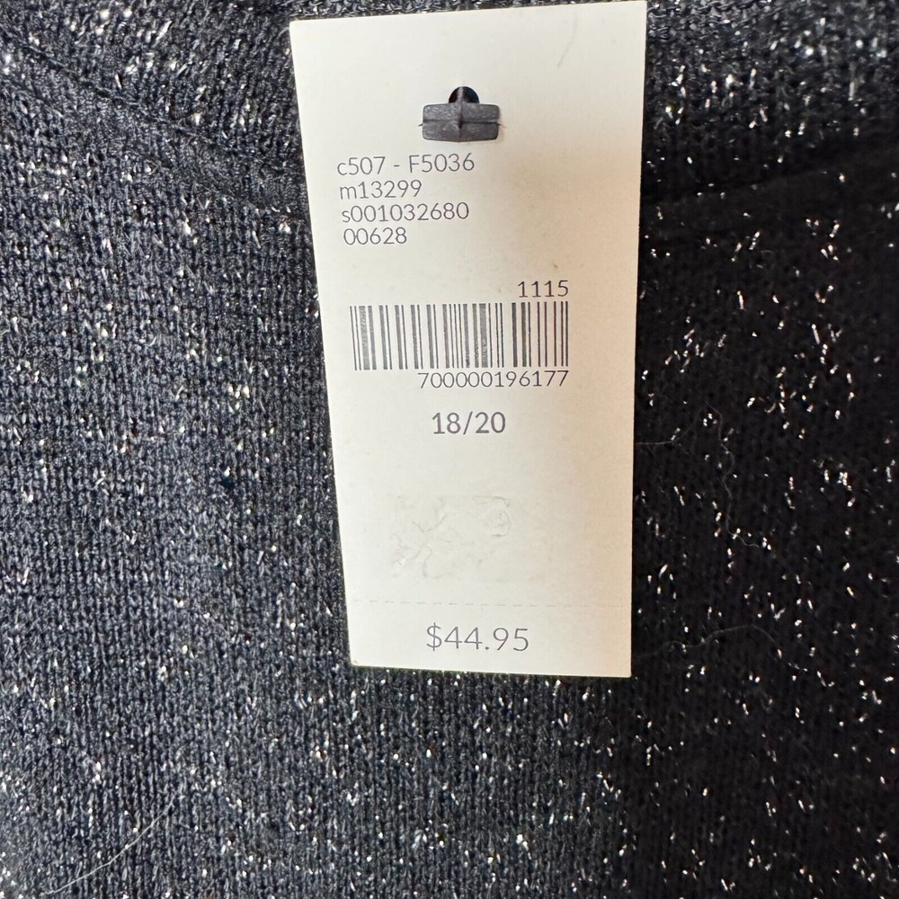 Lane Bryant Black Silver Shimmer Top NEW Sz 18/20 Asymmetric Tunic Lagenlook - Picture 8 of 12